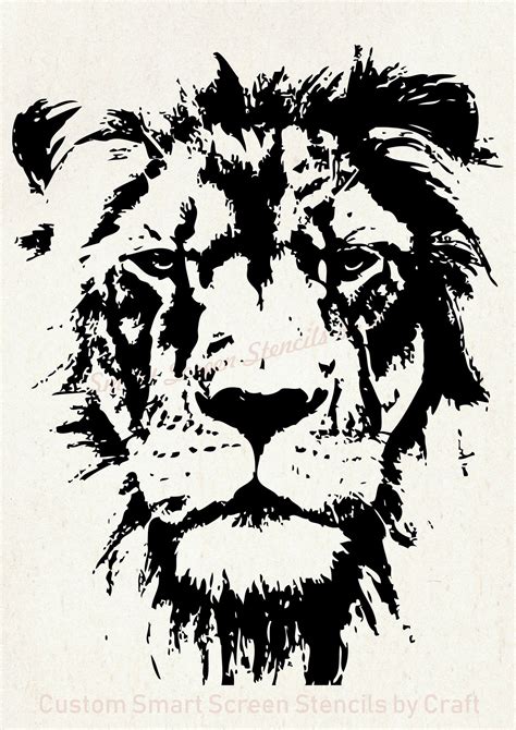 Hand Drawn Lions Head Silkscreen Stencil Reusable Seamless Craft