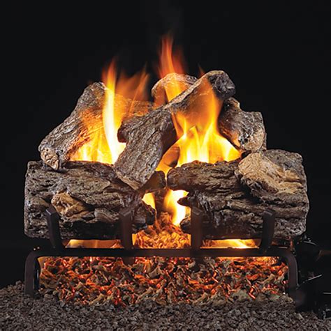 16 Burnt Rustic Oak Vented Log Set G4 Ember Burner Peterson Real Fyre