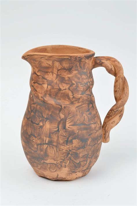 BUY 60 Oz Ceramic UNIQUE Brown Water Jug With Handle 1 7 Lb 1564058010