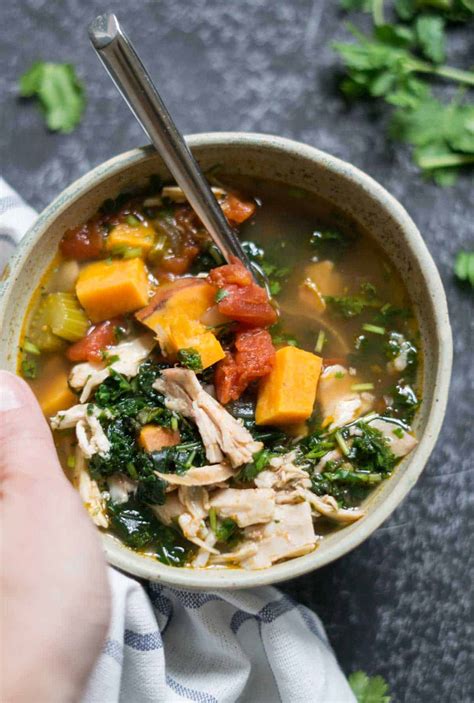 Run cold water over the sweet potato, and remove the skin. Chicken Kale Soup with Sweet Potato (Instant Pot Recipe)
