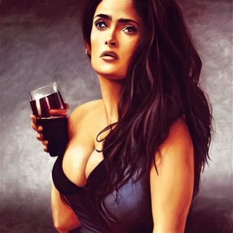 Salma Hayek In A Bar Perfect Proportions Beautiful Stable Diffusion
