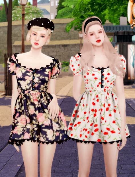 Puff Sleeved Mini Dress At Rimings Sims 4 Updates