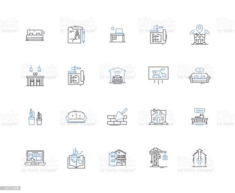 Residential Restoration Line Icons Collection Reconstruction