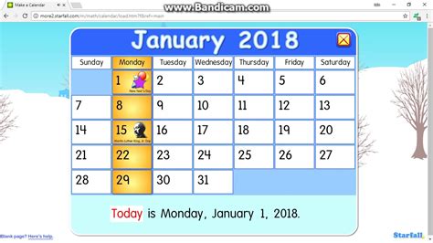Calendar January 2016 Kindergarten Starfall Images Amashusho