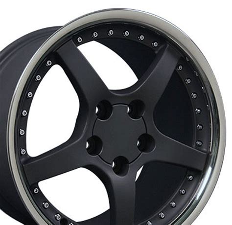 18 Fits Corvette C5 Camaro Deep Dish Wheel Rim Black With Rivets 18x10