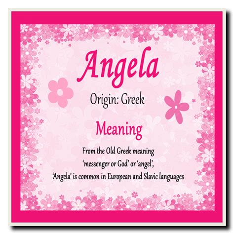 Angela Personalised Name Meaning Coaster The Card Zoo