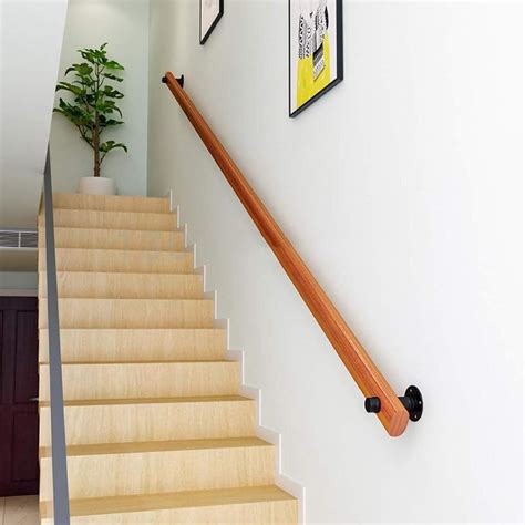 Amiiaz Handrail Complete Kit Solid Wood Stair Banister Handrail Against