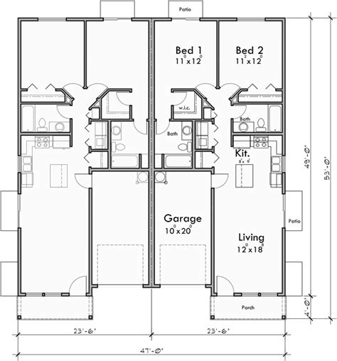 2 Bedroom Duplex Floor Plans With Garage