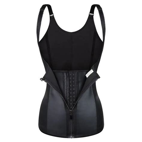 Solid Black Latex Body Shaper Vest Women Slimming Corset Waist Trainer