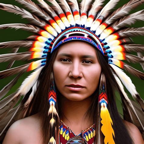 Beautiful Native American Woman In Colorful Headdress · Creative Fabrica