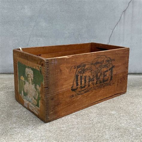 Vintage Antique Junket Wood Crate Wood Box ヴィンテージ アンティーク ウッドボックス 木箱