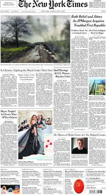 The New York Times In Print For Tuesday May 2 2023 The New York Times