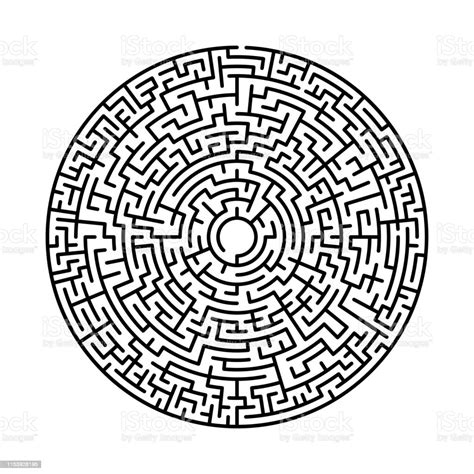 Maze In Abstract Style Labyrinth Game Black Maze Circle Black Labyrinth