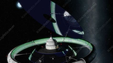 Stanford Torus Space Station Animation Stock Video Clip K0093810
