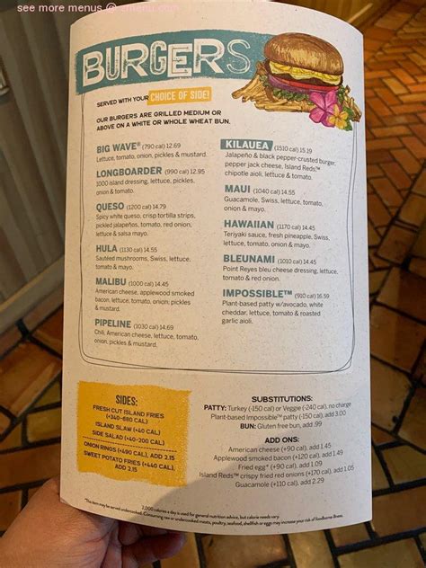 menu at islands restaurant burbank burbank