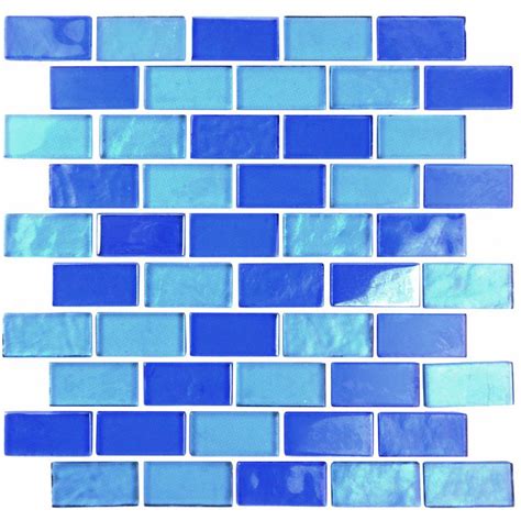 Abolos Landscape Horizon Blue Linear Mosaic 1 In X 2 In Textured