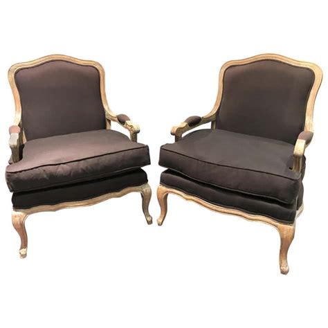 Pair Of Upholstered French Style Oak Bergère Chairs At 1stdibs