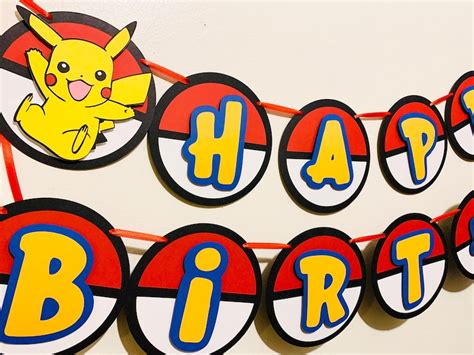 Pokémon Birthday Banner Pikachu Banner Pokémon Party Decor Etsy