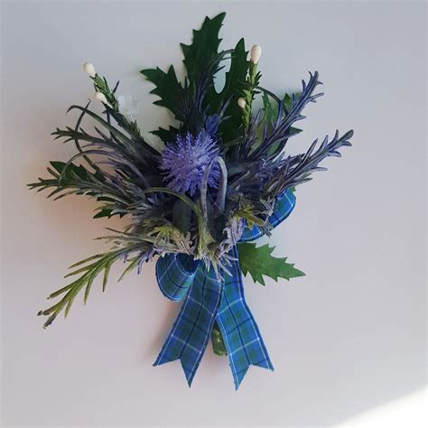 Scottish Lavender Thistle Corsage Buttonhole With A Brooch Pin Etsy