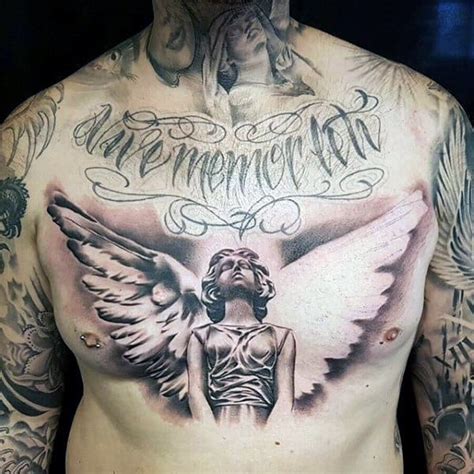 This tattoo looks beautiful and courageous. 40 Wing Chest Tattoo Designs For Men - Freedom Ink Ideas