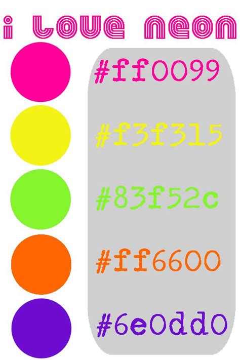Neon Hex Colour Codes Neon Colour Palette Hex Color Codes Color