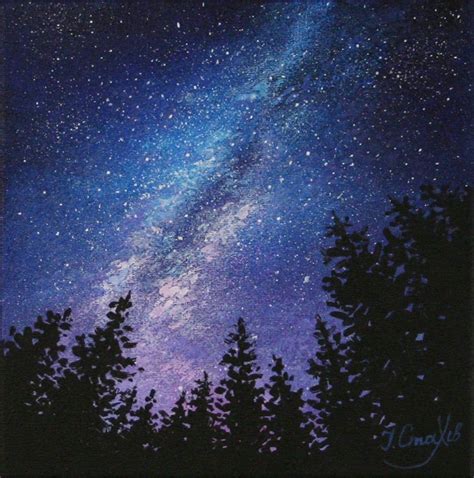 Milky Way Painting Night Sky Painting Galaxy Artwork Celestial Etsy