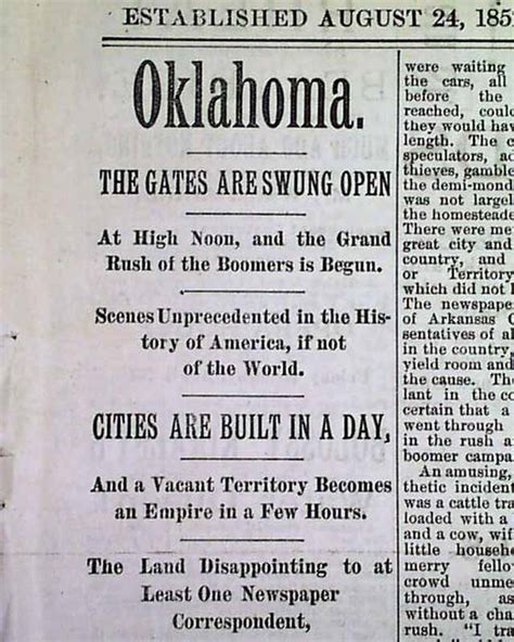 The Oklahoma Land Rush Of 1889