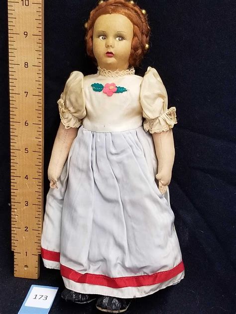 Lot Rare And Unusual Antique Cloth Doll With Leather Molded Face