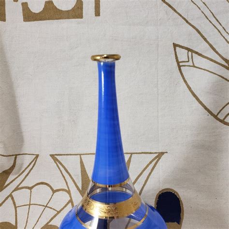 Egyptian Glass Genie Bottle Handblown Glass 24k Gold Etched Etsy
