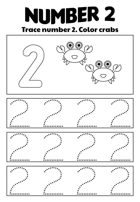 Trace Number 2 Worksheet For Free For Kids Number 2 Tracing And