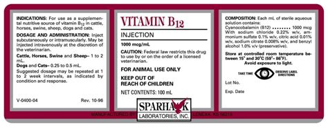 We did not find results for: VITAMIN B12 - Sparhawk Laboratories, Inc.: Veterinary ...