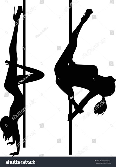 Set Black Silhouettes Dancing Girls Striptease Stock Vector Royalty Free 117604321