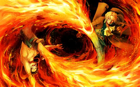 Download 2880x1800 One Piece Ace Sanji Fire Fight Wallpapers For