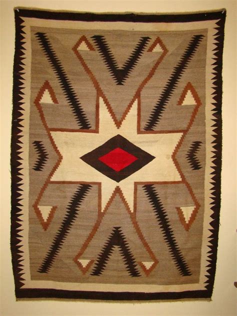 Antique Native American Indian Navajo Rug Navaho Blanket Storm Star