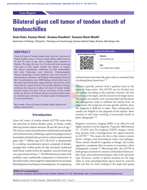 Pdf Bilateral Giant Cell Tumor Of Tendon Sheath Of Tendoachilles