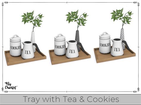 The Sims Resource Modern Coffee Bar Tray With Tea And Cookies Deco