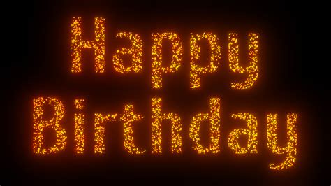 Happy Birthday Text On Black Background 3 Fonts Versions Flying Sparks