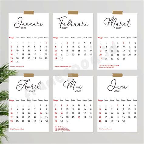 Jual Minimalist 2022 Calendar Kalender Poster Bulanan 2022