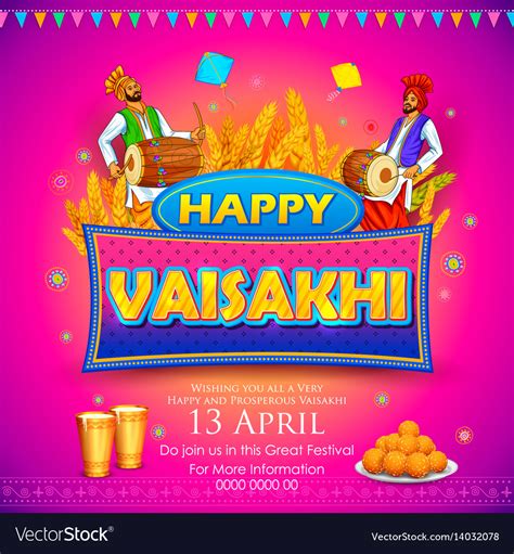 Happy Vaisakhi Punjabi Festival Celebration Vector Image