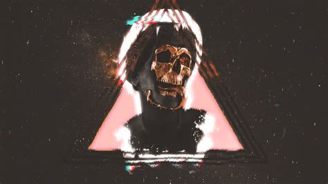 Skull Painting Vaporwave Statue Digital Art Space Hd Wallpaper