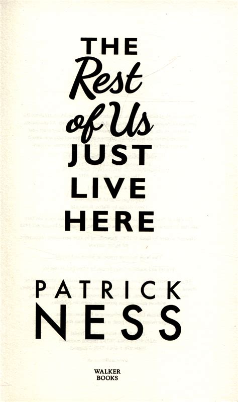 The Rest Of Us Just Live Here By Ness Patrick 9781406365566 BrownsBfS