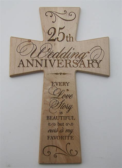 For their 1st anniversary, look for paper. Buy 25th Wedding Anniversary Maple Wood Wall Cross Gift ...