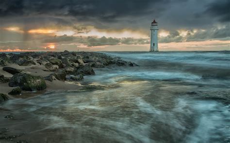 Lighthouse On Cloudy Day Hd Wallpaper Background Image 1920x1200