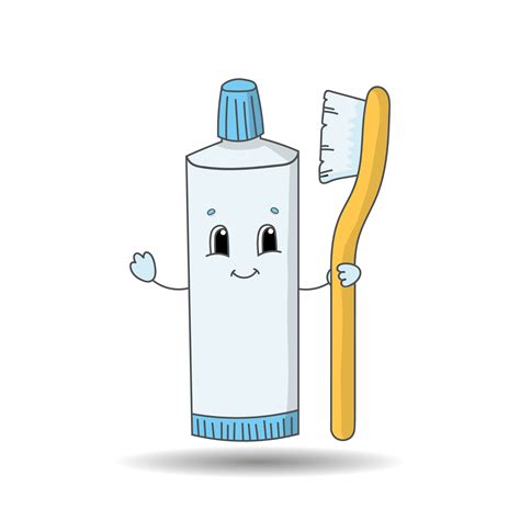 toothpaste tube with toothbrush cute character colorful vector illustration cartoon style