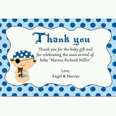 The most common thank you note baby shower material is paper. 30 thank you cards pirate baby boy shower personalized ...