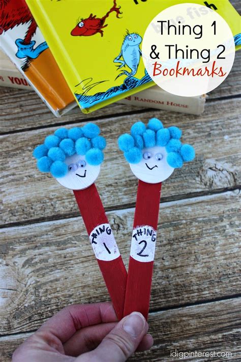 Dr Seuss Kids Craft Thing One And Thing Two Bookmarks I Dig