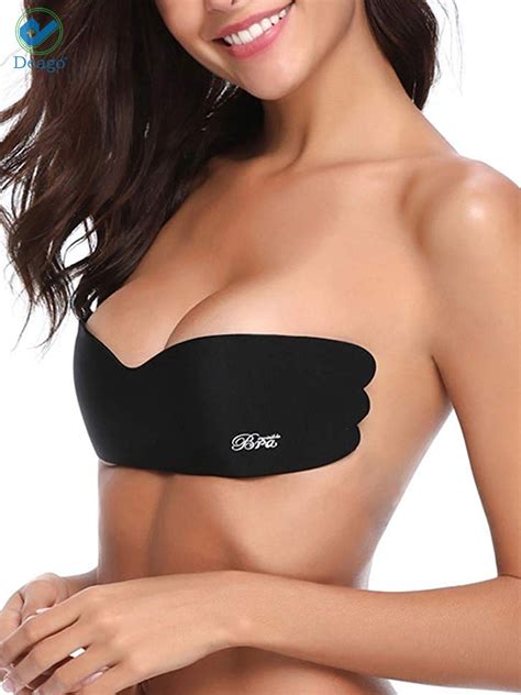 Deago Womens Backless Strapless Push Up Bra Silicone Self Adhesive