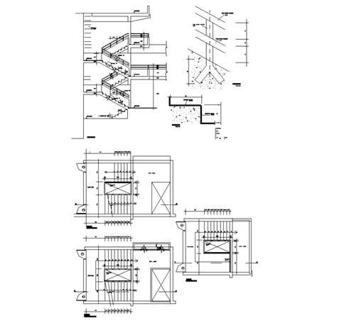 Detail Of Staircase Construction Structure Detail 2d View Elevation And