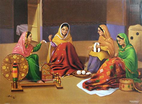 Punjabi Women Spinning The Charkha Sikh Punjabi Peoples And Their