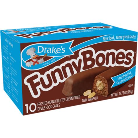 Drakes Funny Bones 10 Boxes 100 Twin Wrapped Peanut Butter Creme